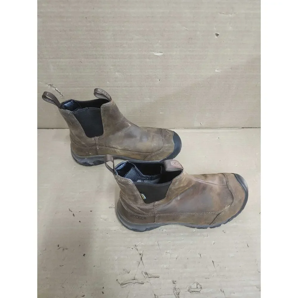 USED KEEN Men's Anchorage Pull On Insulated Snow Boots, Dark Earth/Mulch, 7.5 US